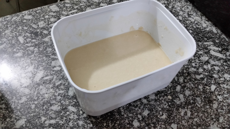 Day 3, two hours after adding flour, water and stirring it