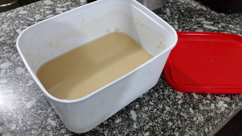 Day 4, no bubbles after leaving it sitting with the plastic lid sealing the container